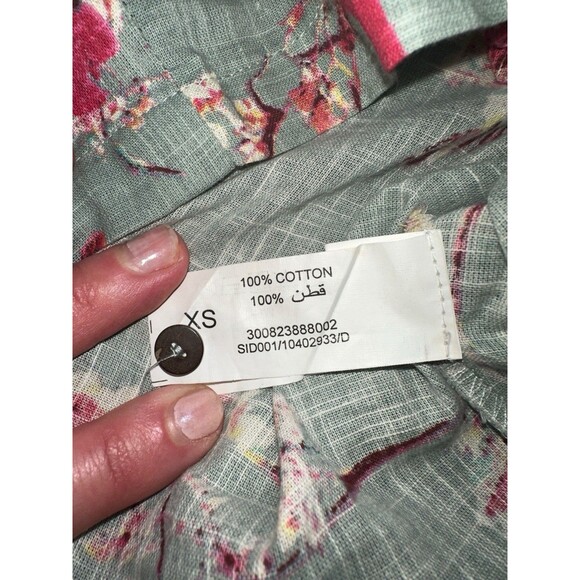 Bombay Paisley XS Linen Crop Top Bird Print Puff Sleeve Blouse Fairy Garden - Picture 13 of 16